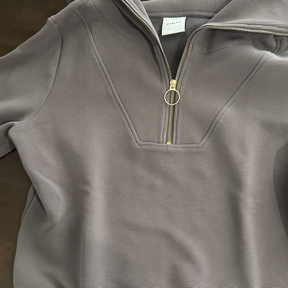 Varley Taupe Ribbed Zip-Up Top - Picture 4 of 6